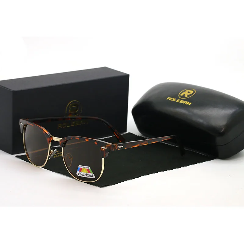 

Classic Polarized Sunglasses Men Women Retro Brand Designer Semi Rimless Half Square Frame Sun Glasses UV400 Oculos De Sol