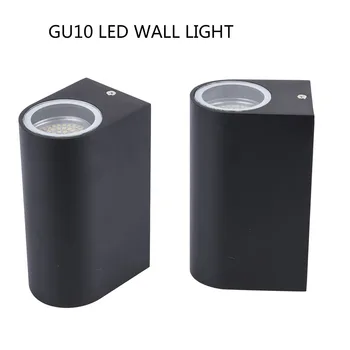 

Aluminum outdoor Decoration lamp GU10 LED Wall Light Outside Waterproof IP65 Porch Garden Wall Lamp black housing 10W