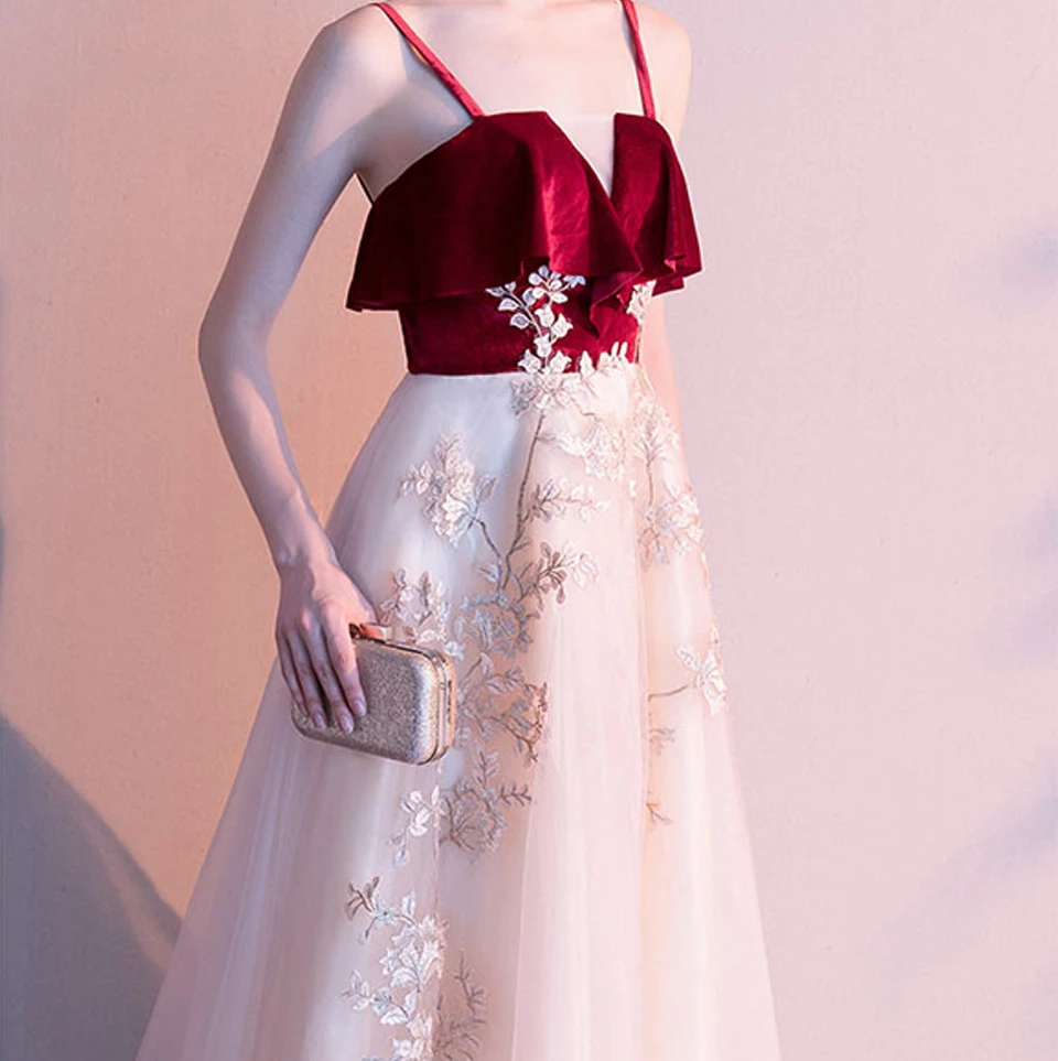 LAMYA элегантное платье на тонких бретельках Вечерние платья кружевные аппликации роскошное велюровое платье для выпускного с открытой спиной размера плюс Robe De Soiree