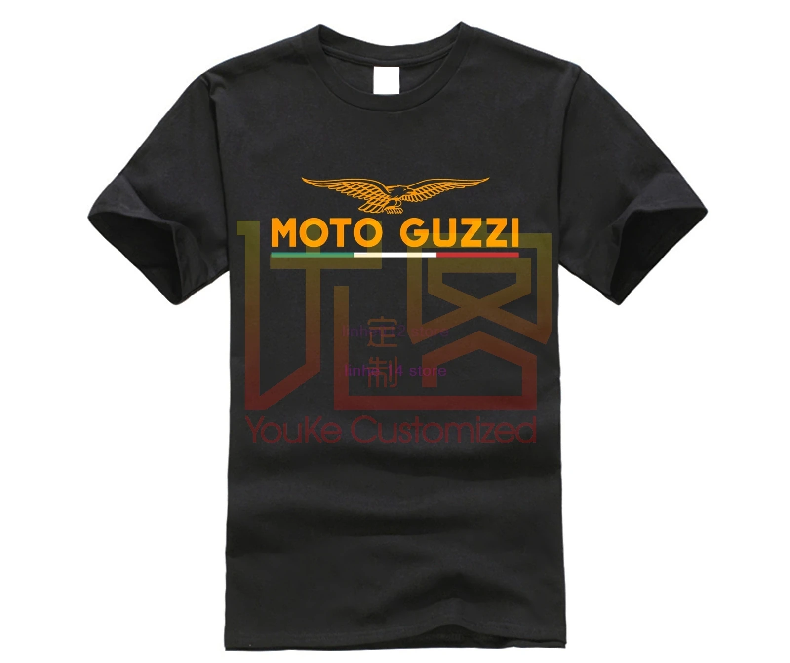 Трехцветная Футболка Moto Guzzi с логотипом орла и клейкой эмблемой | Мужская одежда