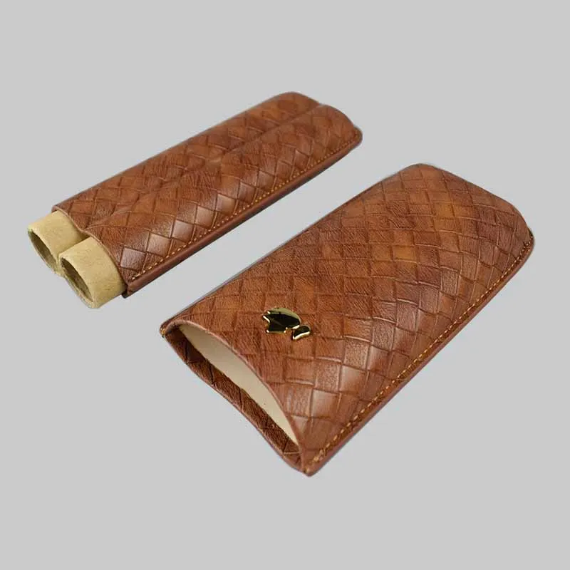 COHIBA Коричневый кожаный держатель 2 трубки Дорожный Чехол для сигар Humidor