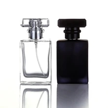 30/50 ML cam parfüm şişesi Atomizer şeffaf siyah sprey şişesi kristal kare şekli boş doldurulabilir şişeler dayanıklı