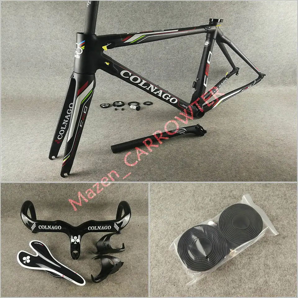 Package 2 Лидер продаж цвет T1000 труба из углеродистого волокна 3K Матовая Colnago C60 карбоновые шоссейные рамы 48/50/52/54/56 см+ руль+ седло+ для бутылки с водой - Цвет: Package 2
