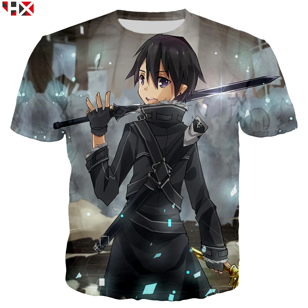 

Summer Sale 3D Print Men T Shirt Anime Sword Art Online Kirito Unisex Casual T Shirt Hip Hop Streetwear Style Tops HX956