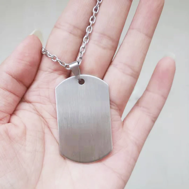 

Military Army Dog Tag Pendnat Necklace Stainless Steel 45x27x1.6mm Brush Blank Charm with Rubber Silencer Men Necklaces