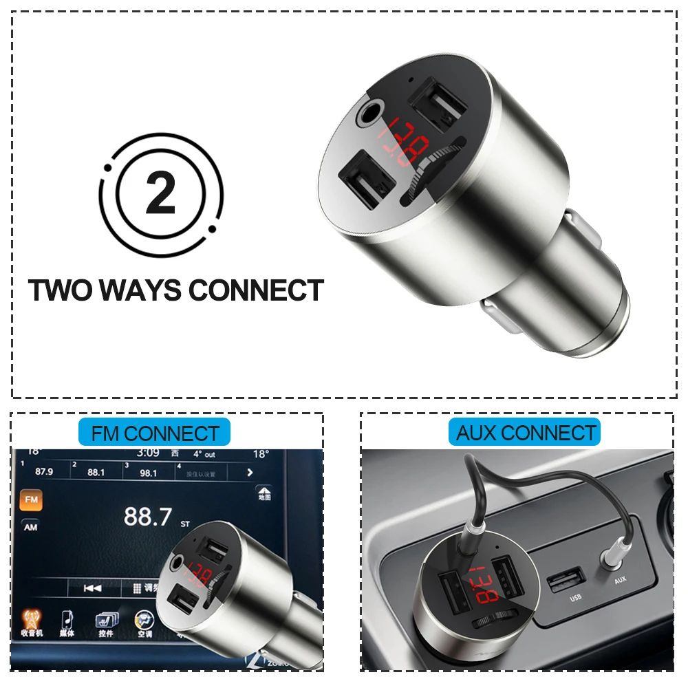 HiFi AUX Автомобильный MP3-плеер Handsfree Bluetooth 5,0 fm-передатчик 4.8A двойной USB зарядное устройство Поддержка u-диск usb-накопитель воспроизведение музыки