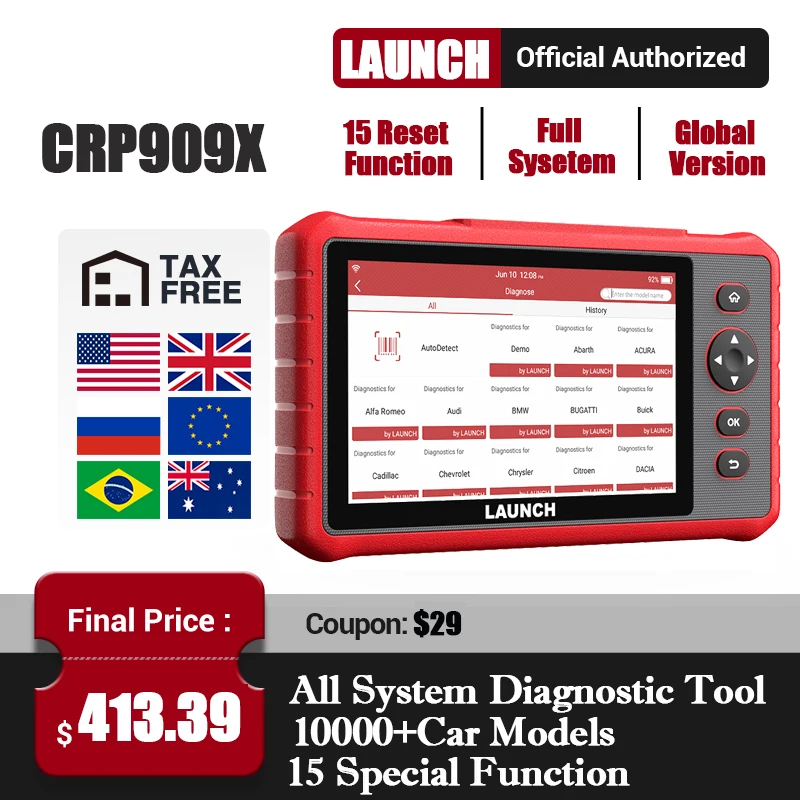 £352.15 Launch X431 Crp909x Obd2 Scanner Full Systems Auto Scanner Obdii