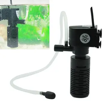 

3 in 1 3W Mini Aquarium Fish Tank Filter Water Purifier Submersible Oxygen Pump Filter Skimmer Biochemischen Schwamm Air Oxygen