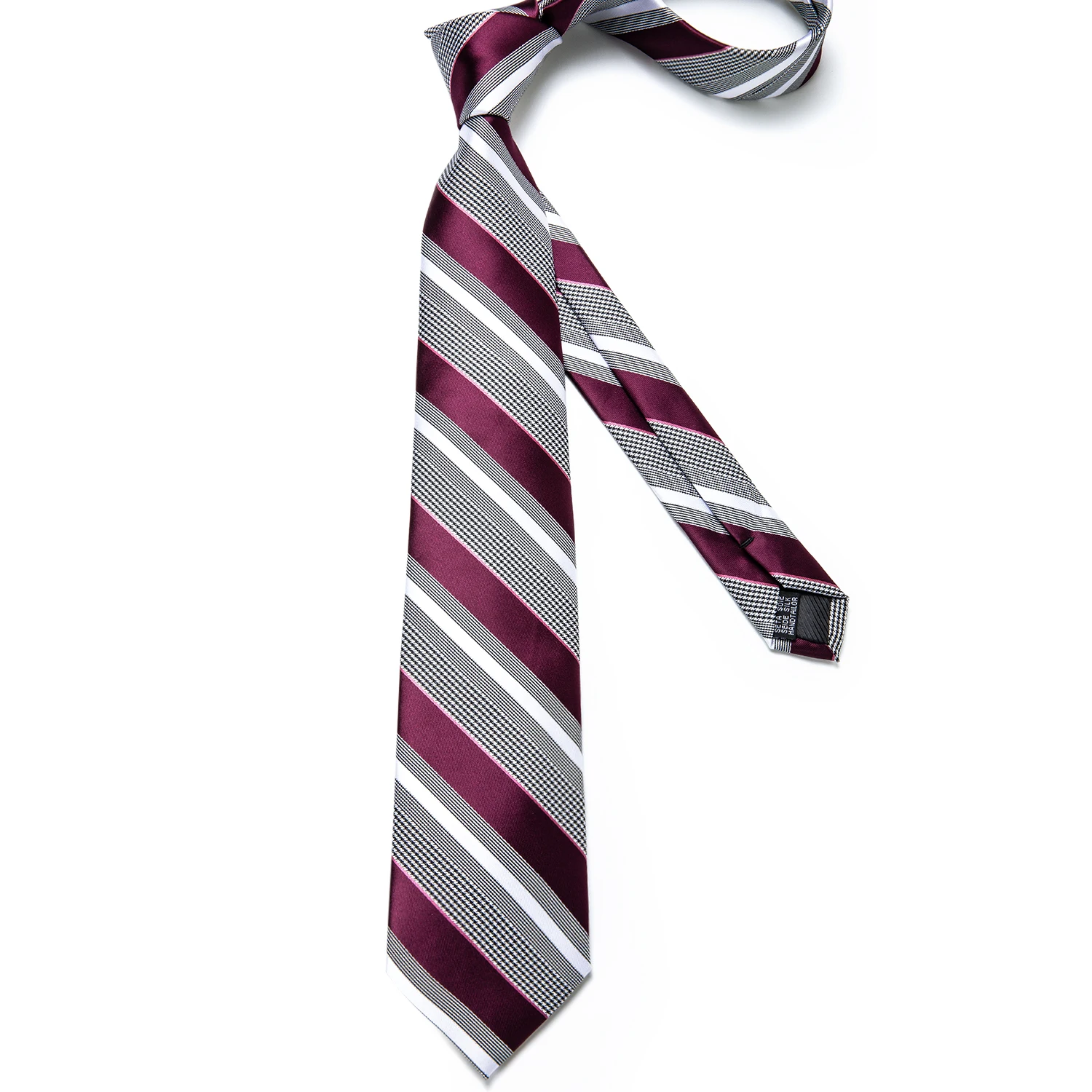 Модный Полосатый галстук для мужчин, Шелковый Свадебный галстук красного, винно-белого цвета, запонки, подарочный набор галстуков, дизайн, бизнес MJ-7337