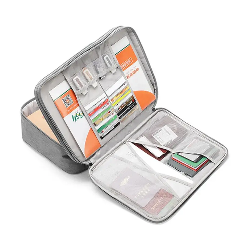 Double Layer Document Ticket Bag Zipper Storage Large Capacity Certificates Files Organizer Travel
