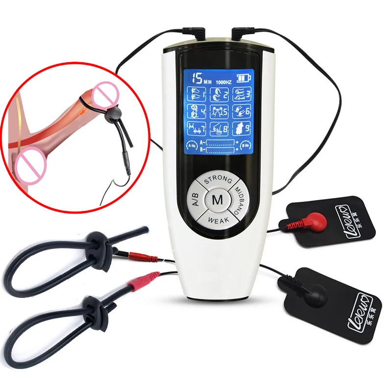 Electro Shock E-Stim Estim Kit Conductive Bands Penis Ring Extender Enlarger Male Masturbator Cock Ring BDSM Toys