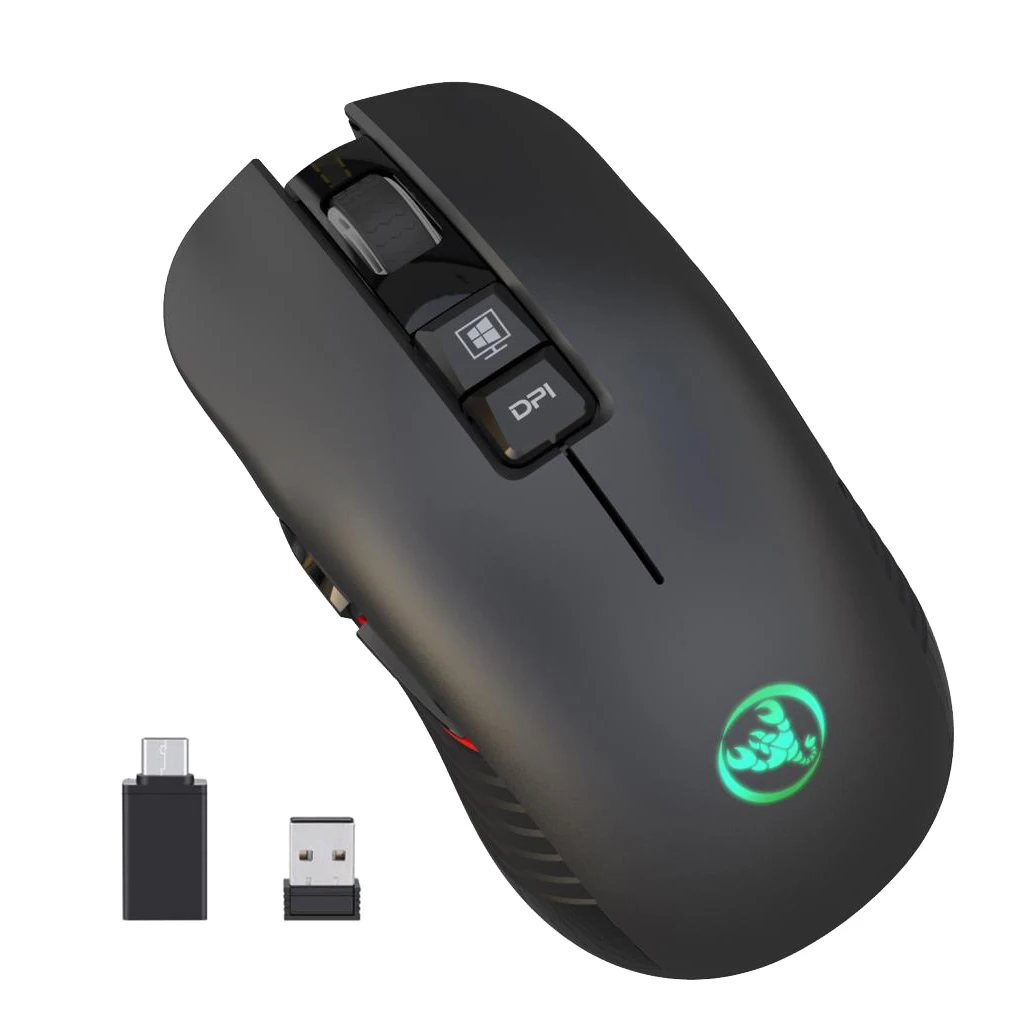 2.4G Wireless Ergonomic Optical Mouse, 800 /1600/2400/3600 DPI, 8 Buttons for Laptop, Desktop, PC, Macbook - Black