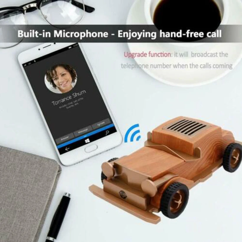 Автомобильный беспроводной bluetooth-динамик в стиле ретро, музыкальный сабвуфер, громкая связь, громкая связь, звуковой ящик для ноутбука, телефона, TF карты, USB, AUX, FM