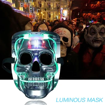 

Silver LED Skeleton Skeleton Carnival Mask Halloween Luminous Mask Cosplay Costume Party