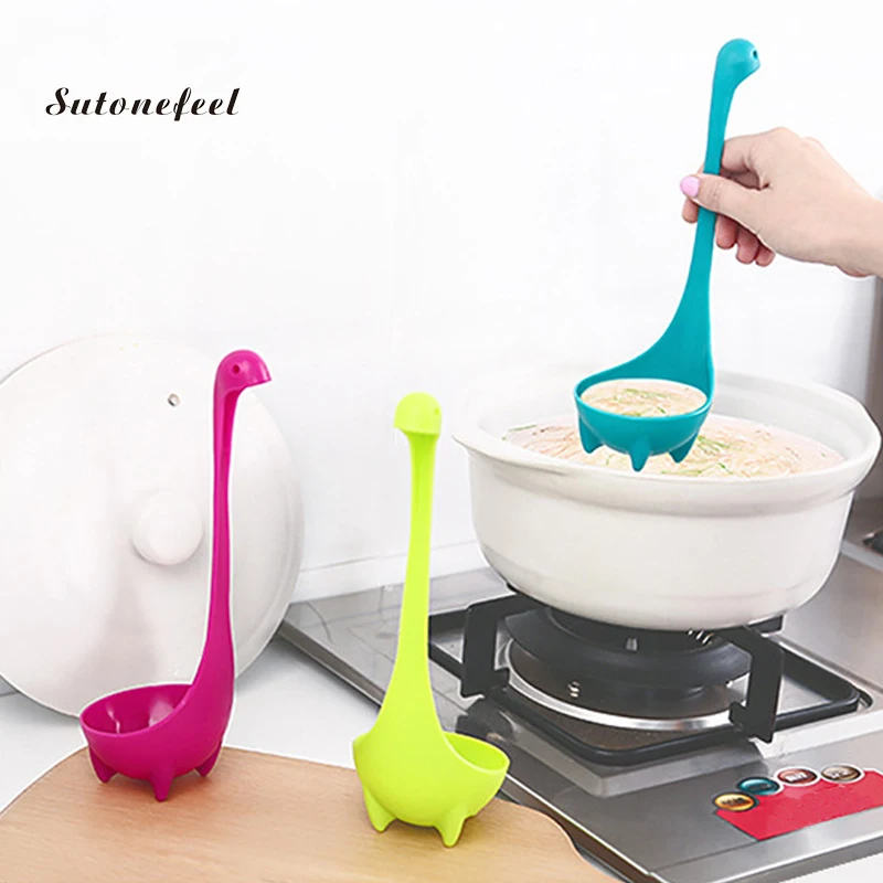

Large Standing Spoon Cute Creative Vertical Soup Spoon Long Handle Animals Shape Drainer Spoon Kitchen Utensils BPA Free