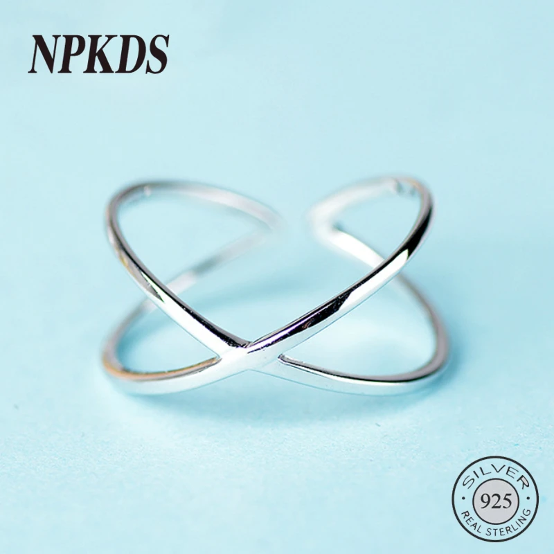 

Real Sterling 925 Silver Cross Thin Line Rings for Women Elegant Design Minimalist Open Rings Fashionable Jewelry Birthday Gift