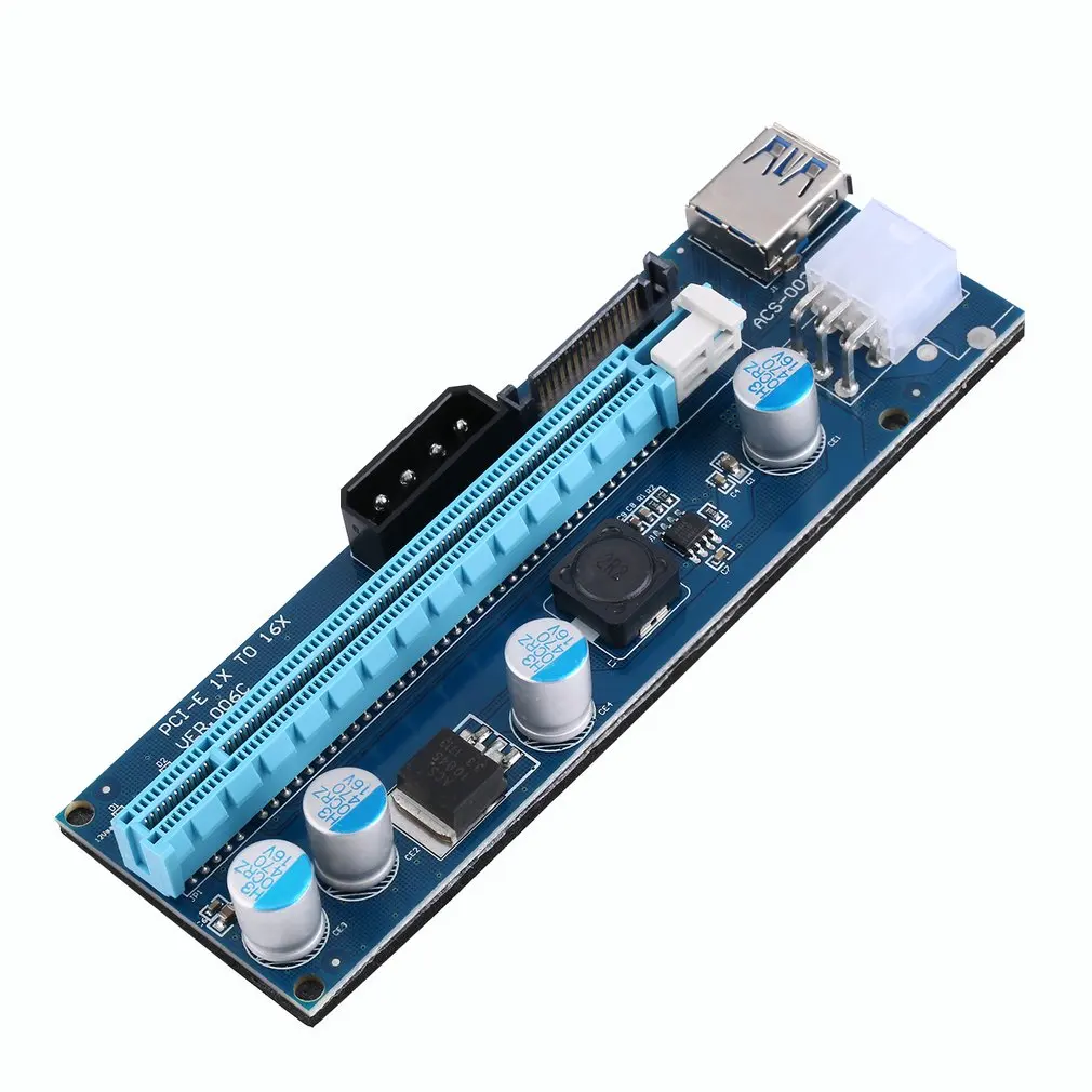 USB3.0 PCI-E Powered Express 1x to 16x Extender Riser Card Adapter Mining Conversion Wire 4 Pin Power Cable