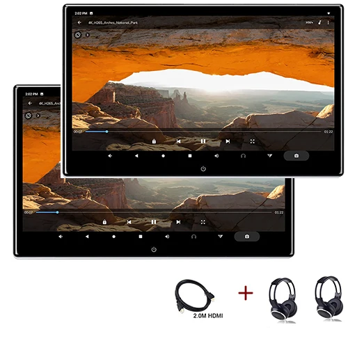 YAZH 12,5 ”ips Android 9,0 Pie Автомобильный подголовник монитор с 1920*1080 HD 4K видео fm-передатчик Bluetooth HDMI вход зеркальная связь - Цвет: 2X2HeadsetX2.0 HDMI
