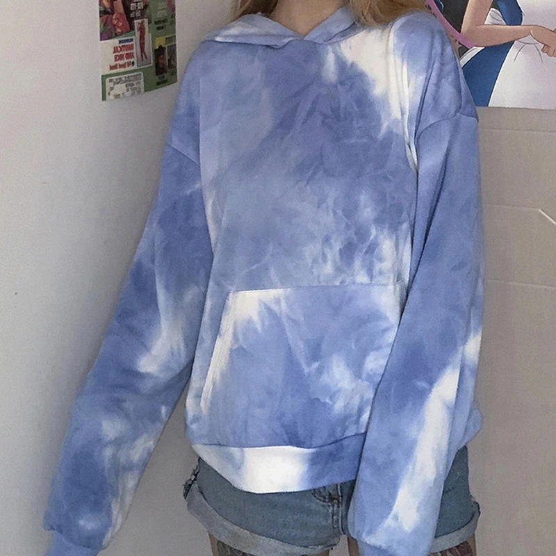 Женская толстовка с капюшоном и принтом Tie Dye зимняя японская мода 2020 женские