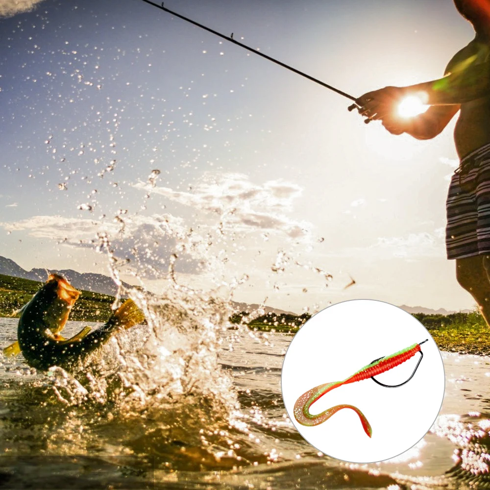 DONQL 10Pcs Silicone Soft Lures Worm Long Tail Fishing Bait Artificial Rubber Bass Saltwater Jig Swimbait Soft Lures With Hook7 (1)