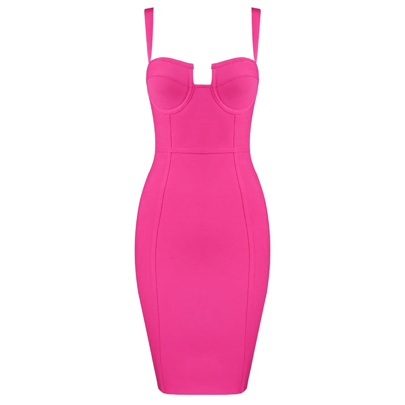 H280-Hot Pink 3 цвета, женское сексуальное голубое, желтое, черное Бандажное платье из вискозы, как у знаменитостей, дизайнерские, модные, вечерние платья Vestido - Цвет: H280-Hot Pink