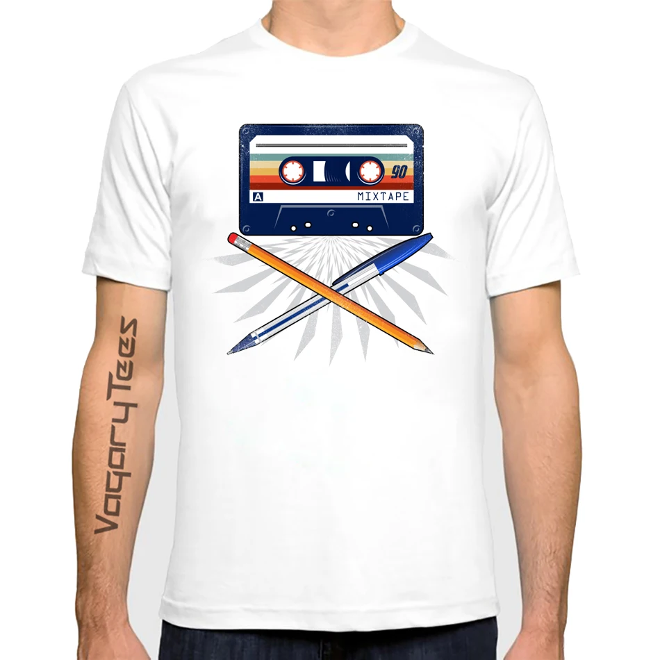 Vagarytees 2022, Kassettenband und Bleistift-T-Shirt für Herren, Sommer, neues kurzes T-Shirt für Herren, weiß, lässiges T-Shirt, Unisex, Streetwear – Detail 6