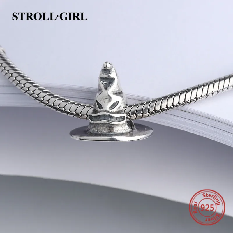 Strollgirl Лидер продаж 925 пробы серебро "шляпа" окислительная шарма бусины, подходят к оригиналу Pandora, браслет для Для женщин ювелирных изделий подарок