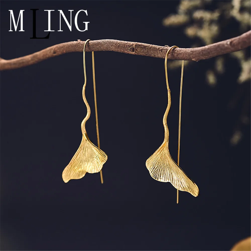 Винтажные золотые серьги MING новейшие геометрические Ginkgo Biloba для женщин |