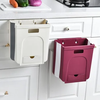 

Kitchen Folding Waste Bin Cabinet Door Hanging Trash Can Garbage Can Car Foldable Trash Bin with Drawer Toilet Trashcan HM019