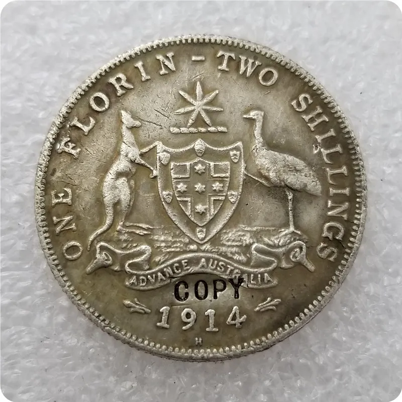 1914-H Австралийский Флорин имитация монеты - Цвет: Antique silver