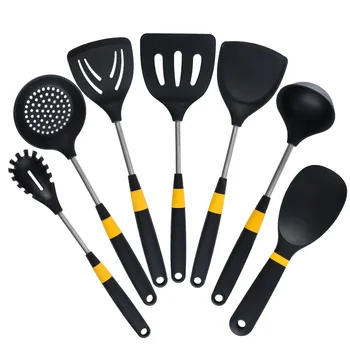 

7Pcs Silicone Cookware Set Kitchen Gadget Sets Rice Spoon High Temperature Resistant Long Handle Kitchen Cooking Set