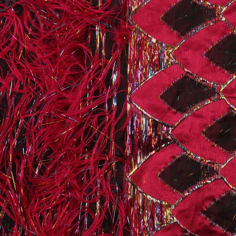 Модная африканская кружевная ткань с аппликацией и кисточками, замечательная кружевная ткань для женских вечерних платьев, 5 ярдов \ Лот