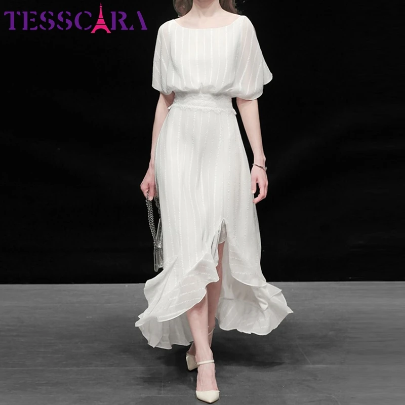Женское элегантное белое платье TESSCARA Festa свадебные Коктейльные Вечерние платья