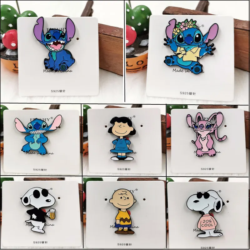 

EUPNHY 1Pcs Cartoon Stitch The Peanuts Dog Enamel Brooches Pins Fashion Lapel Pins for Backpack Bags Hat Jeans Christmas Gifts