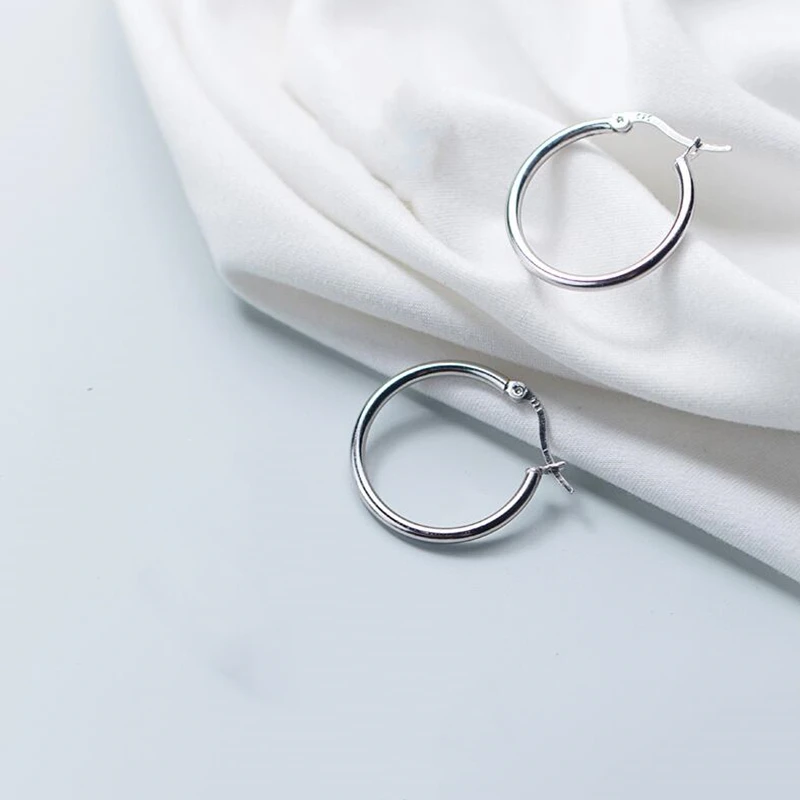 

925 Sterling Silver Handmade Horseshoe Button U-shaped Solid Earrings Simple Trendy Earrings Lady's Large Ring Earrings