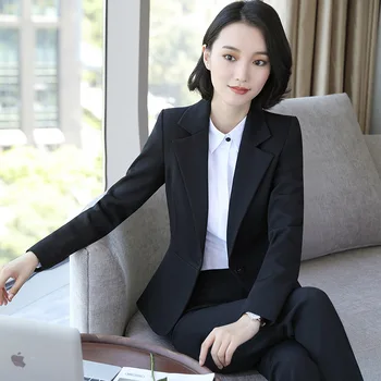 

Autumn and Winter Business Wear Suit Fashion Women's Formal Wear Tooling Interview Style Coat Overalls HF001
