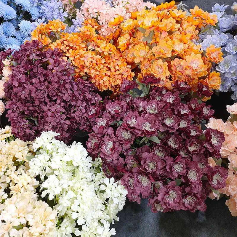 

Silk Artificial Rose Peony Branch Flowers for Xmas Fall Wedding Decoration Flores Home Decor 6 Heads Fake Flower