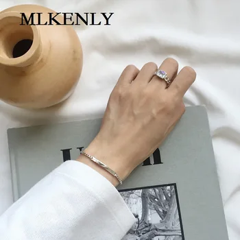 

MLKENLY 925 Sterling Silver Silver Korean version of mini fashion hipster word box bracelet for Women Popular Jewelry