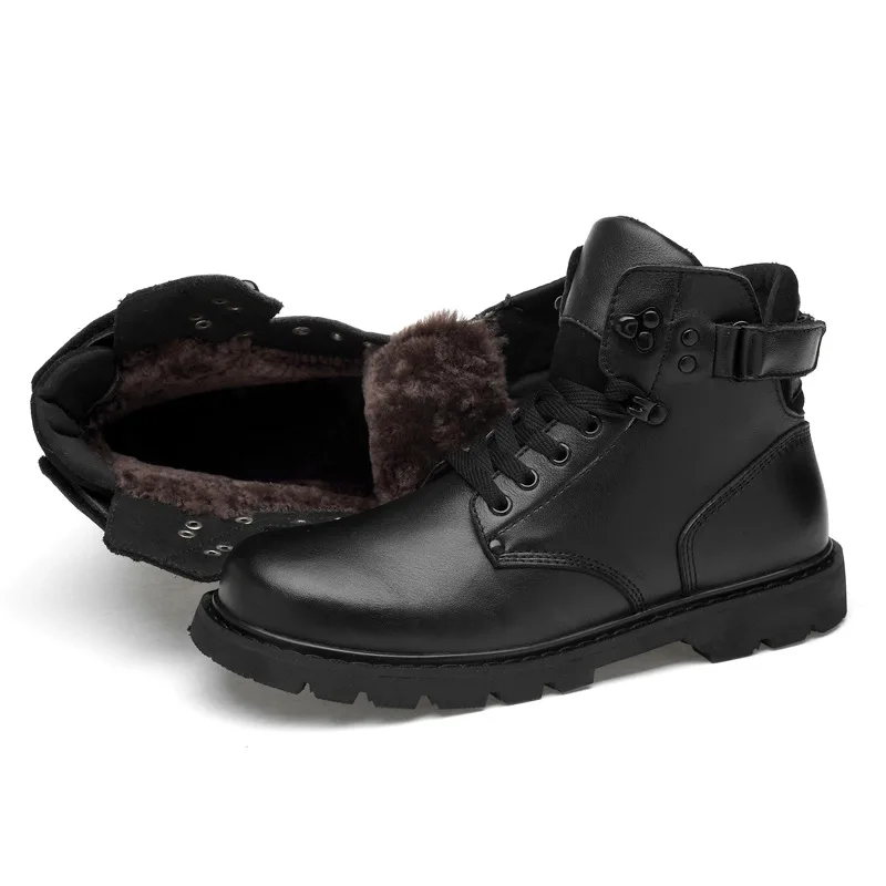 

2019 Autumn And Winter Snow Boots Men Full-grain Leather Martin Boots Really Wool in Casual Ankle Boots