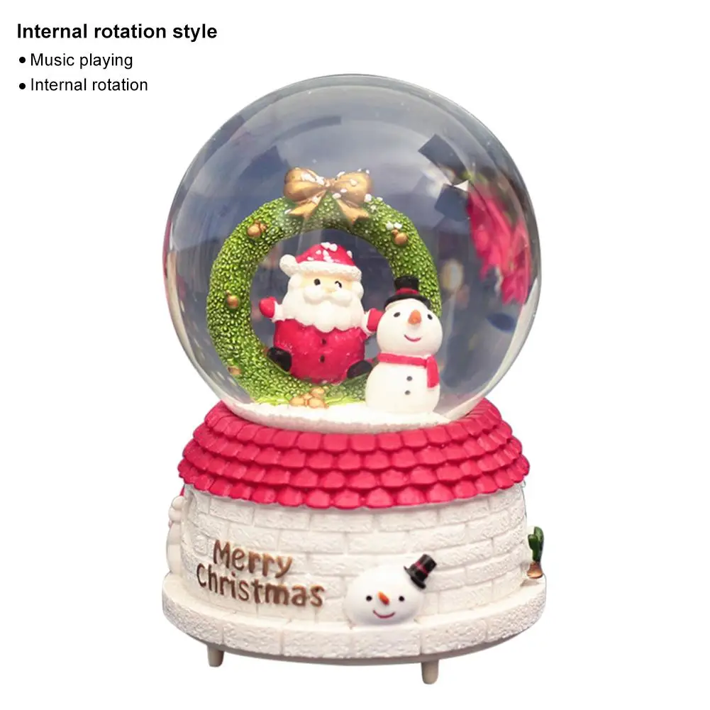 Рождественский освещенный Снежный шар музыкальная шкатулка Санта-Клаус Венок Экологичная музыкальная шкатулка для семьи друзей детей - Цвет: C