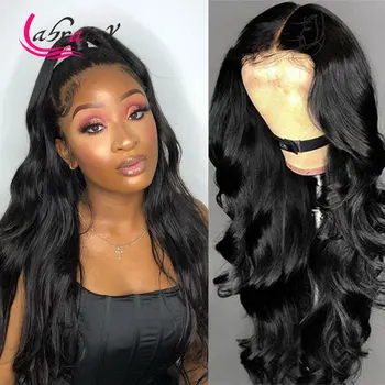 

HD Transparent Lace Frontal Human Hair Wig 13X6 Body Wave Baby Hair Glueless Pre Plucked Brazilian Lace Front Wig Natural Color