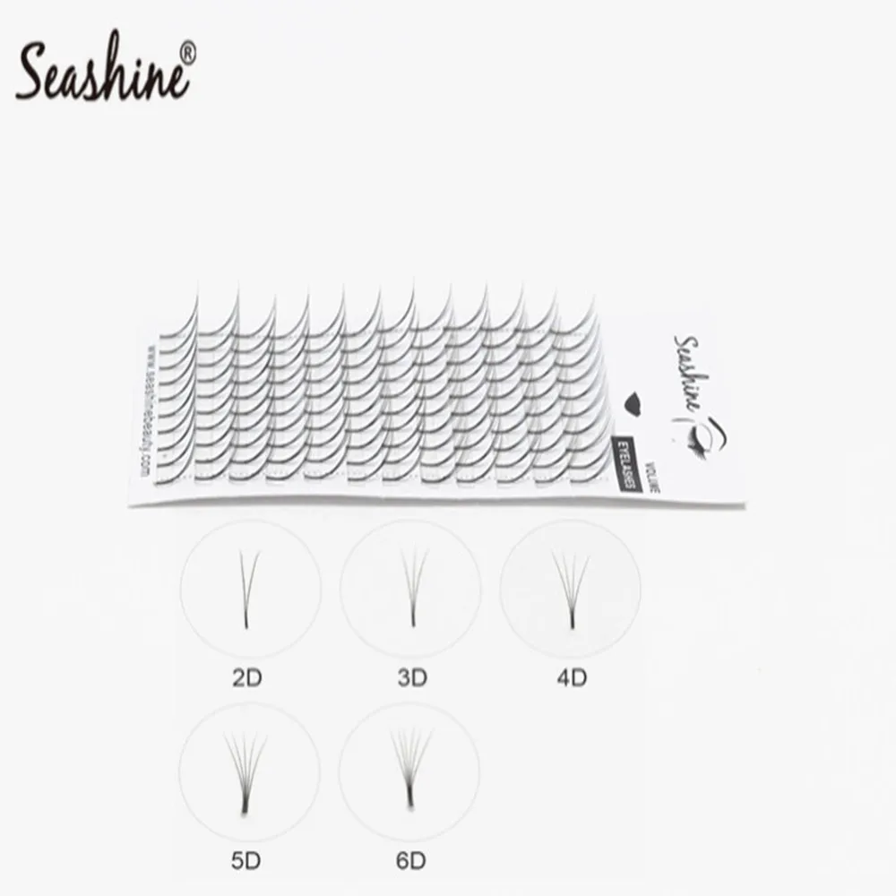 Seashine Индивидуальные ресницы предварительно завитые 0,10/0,07 с длинными стеблями 2D 3D 4D 5D 6D России объемные ресницы удлинители предварительно завитые