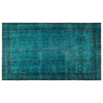 

Handmade Turquoise Vintage Overdyed Turkish Area Rug 170x292 Cm-5'7''X9'7''