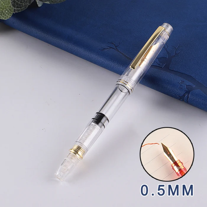 Прозрачная поршневая авторучка, прозрачная чернильная ручка EF F Nib, Сверхтонкая, большая емкость, для письма, стайлинга автомобилей