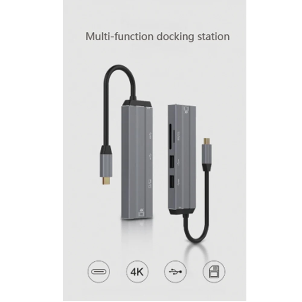 Тип C 6 в 1 USB-C концентратор 4 к HD Видео Аудио кабель Adapte ноутбуки домашние ноутбуки зарядка кард-ридер с SD/TF кард-ридер Тип C