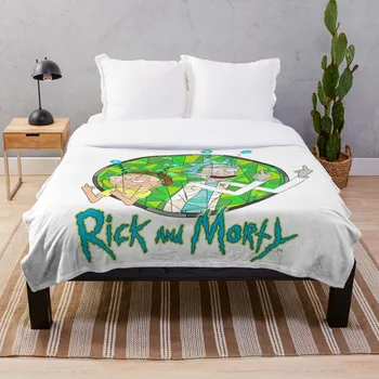 

Stained Glass Dimension Rick and Morty with Throw Blanket Soft Sherpa Blanket Bed Sheet Single Knee Blanket Office Nap Blanket