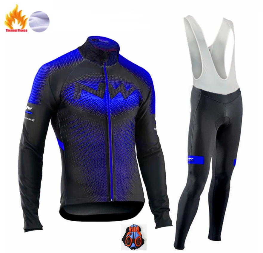 Winter Cycling Suit Команда NW Зимняя Термальная шерстяная велосипедная одежда для мужчин Северная волна Джерси костюм открытый езда на велосипеде MTB Одежда комбинезон набор - Цвет: Winter Cycling Suit