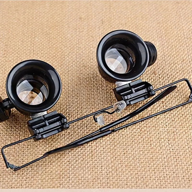 Ремонтные очки лупа 2 светодиодный Лупы для глаз Ювелирный инструмент для ремонта часов Лупа новая 20X Регулировка объектива увеличительные очки