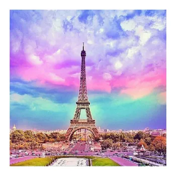 

5D DIY Beautiful sky scenic Diamond Painting Full France Iron tower New Sticking Drill Cross Embroidery home decorative