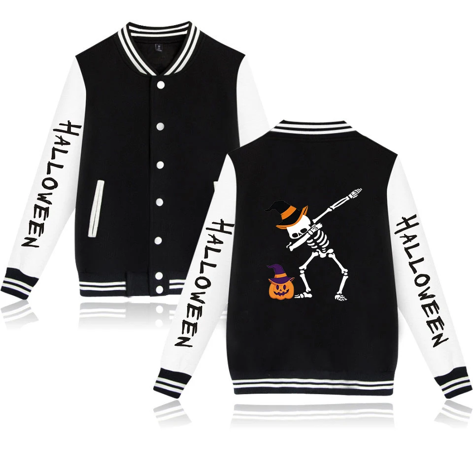 HALLOWEENR Ghost Skull Mens Slim Fit College Varsity Jacket Men Brand Stylish Veste Homme
